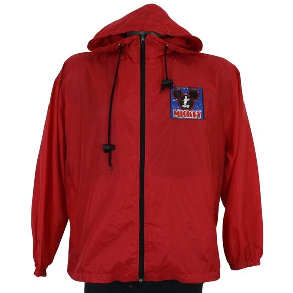 Vintage 80s Disney Mickey Mouse Plastic Patch Lightweight Windbreaker Jacket M - Picture 1 of 5